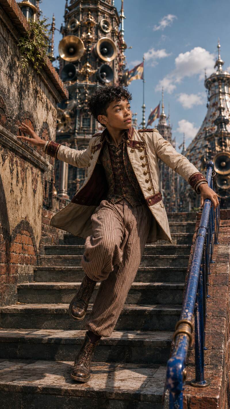 On the stairs